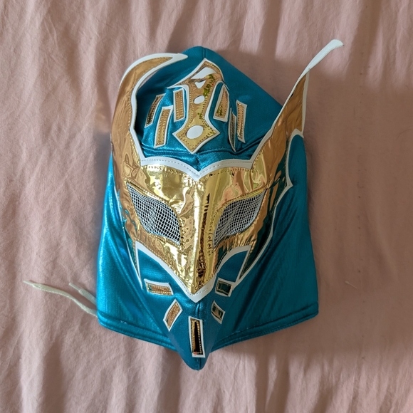 Lucha Libre Mask Teal Gold - Picture 1 of 4